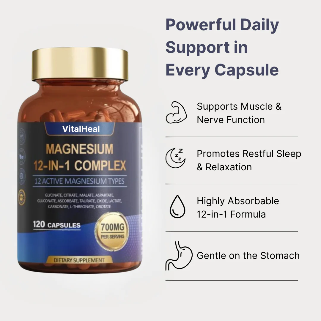 12 in 1 Magnesium Complex Capsules – For Sleep, Nerve, and Muscle Support - Image 3