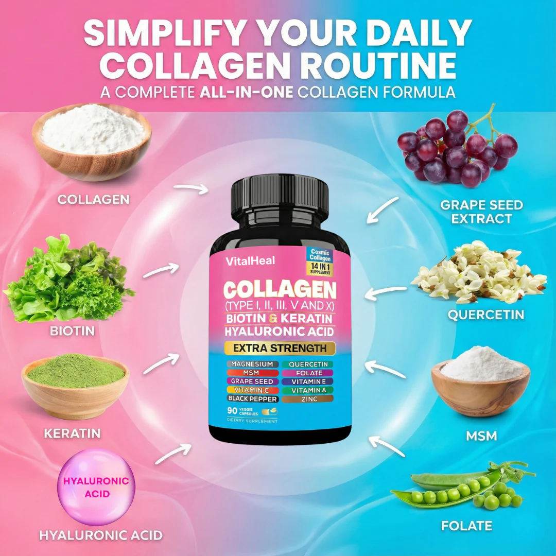 14-in-1 Multi-Type Collagen with Biotin, Keratin & Hyaluronic Acid for Hair, Skin and Nails - Image 3