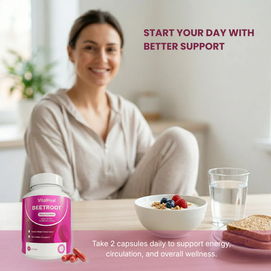Beetroot Capsules 1300mg – Organic Beet Root for Blood Flow, Nitric Oxide & Circulation Support - Image 4