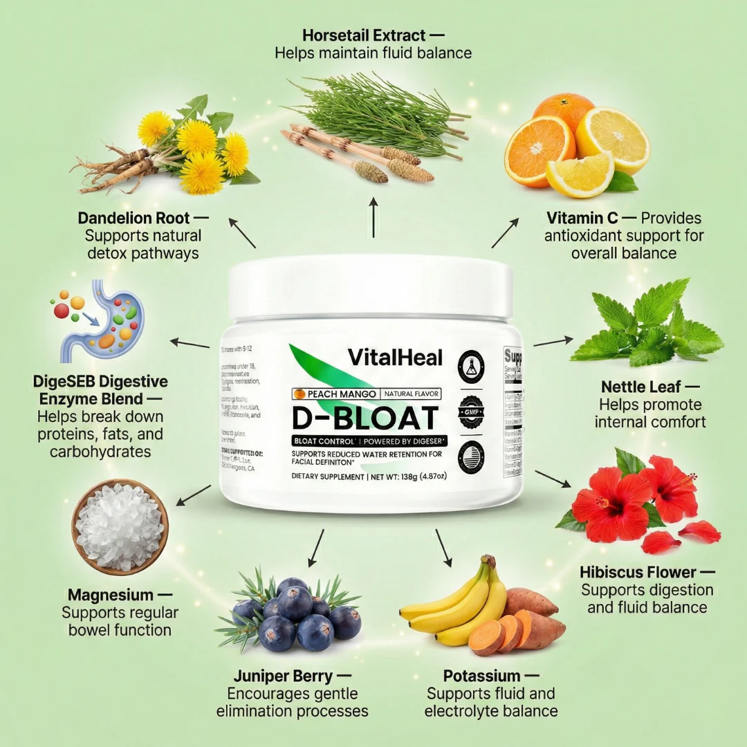 D-BLOAT – Daily Supplement for Bloating Relief & Water Retention Support – Peach Mango Flavor - Image 3