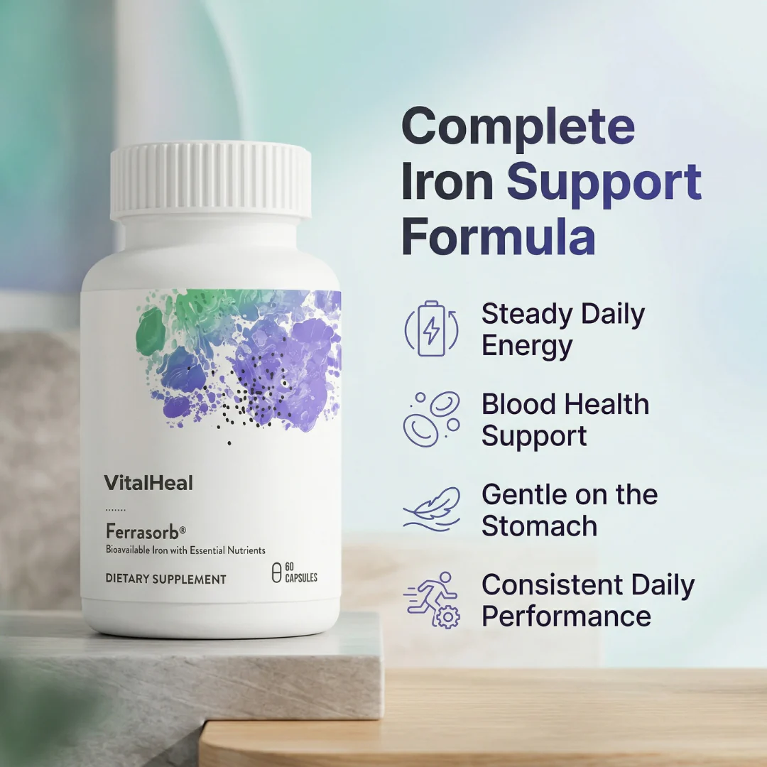 Ferrasorb Iron Complex – Iron Supplement with Bioavailable Bisglycinate & B Vitamins - Image 2