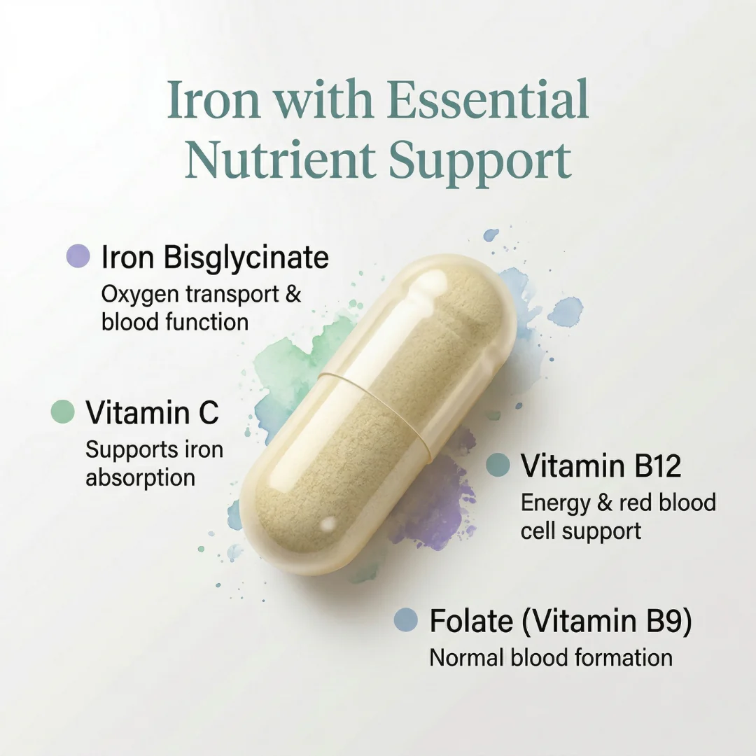 Ferrasorb Iron Complex – Iron Supplement with Bioavailable Bisglycinate & B Vitamins - Image 3