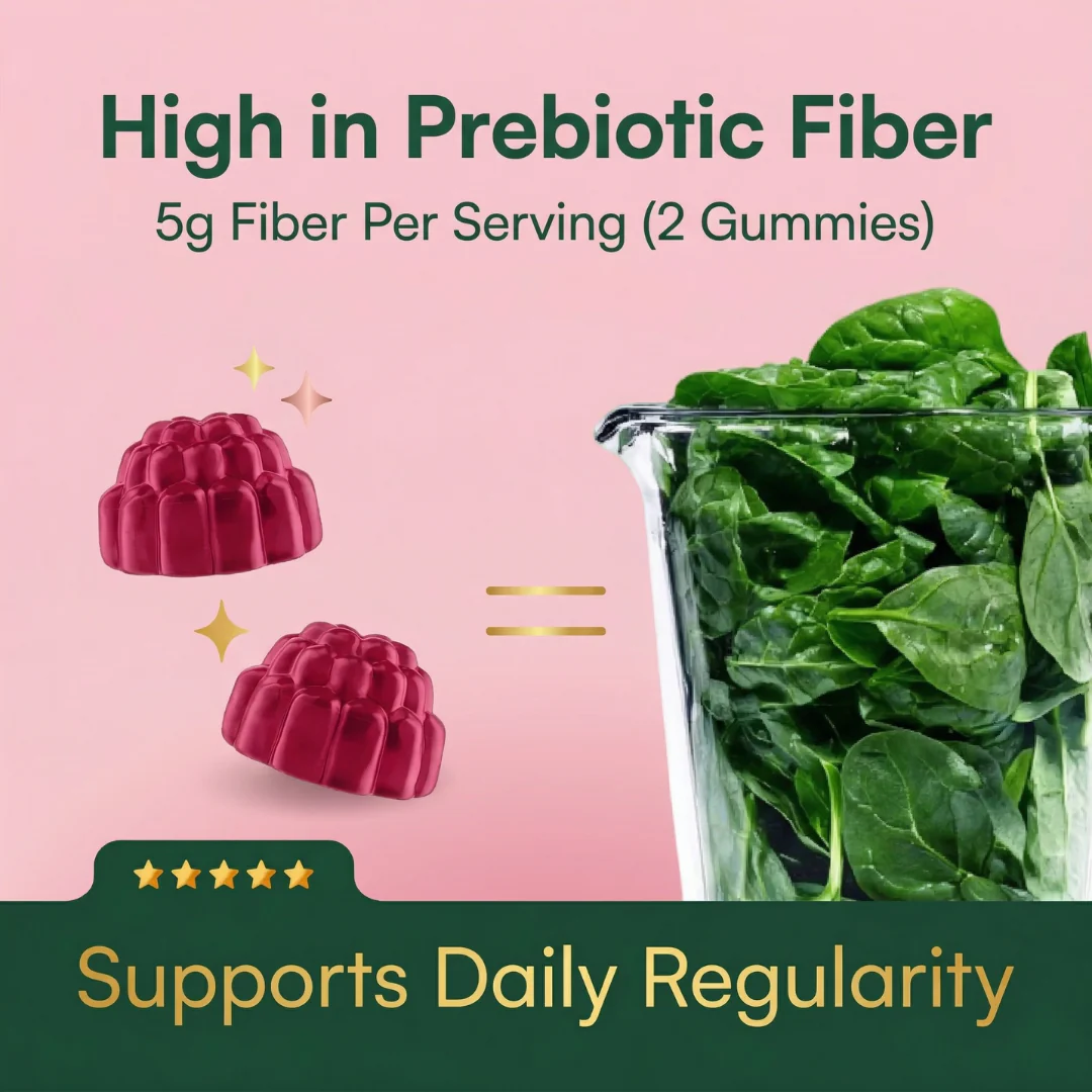 Fiber Gummies – Prebiotic Chicory Root Fiber for Gut Health & Digestion, Daily Regularity Support - Image 5