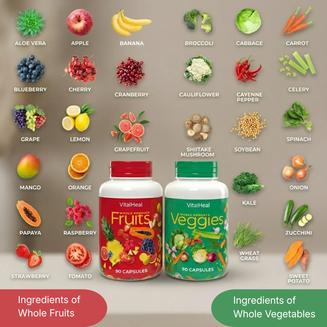 Whole Food Fruit & Vegetable Supplement Capsules (2-Pack) – Freeze-Dried, Vegan, No Fillers - Image 3