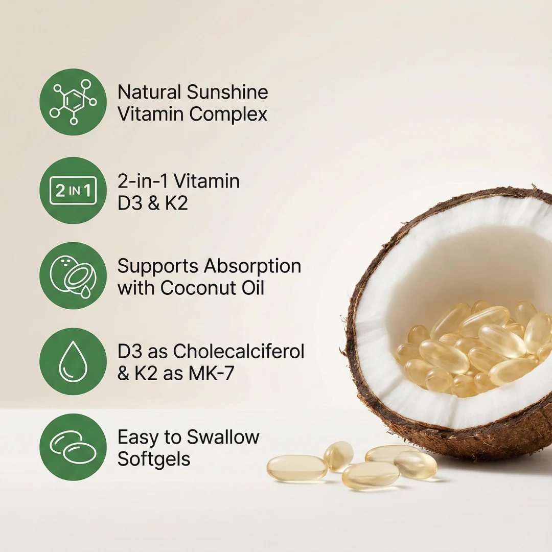 High Potency Vitamin D3 & K2 | 10,000 IU D3 + 200 mcg K2 – Joint, Bone & Immune Support - Image 3