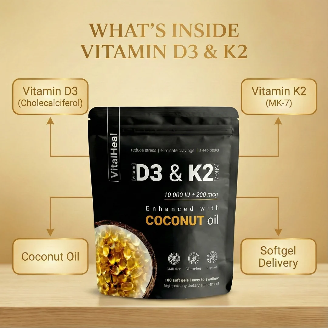 High Potency Vitamin D3 & K2 | 10,000 IU D3 + 200 mcg K2 – Joint, Bone & Immune Support - Image 4
