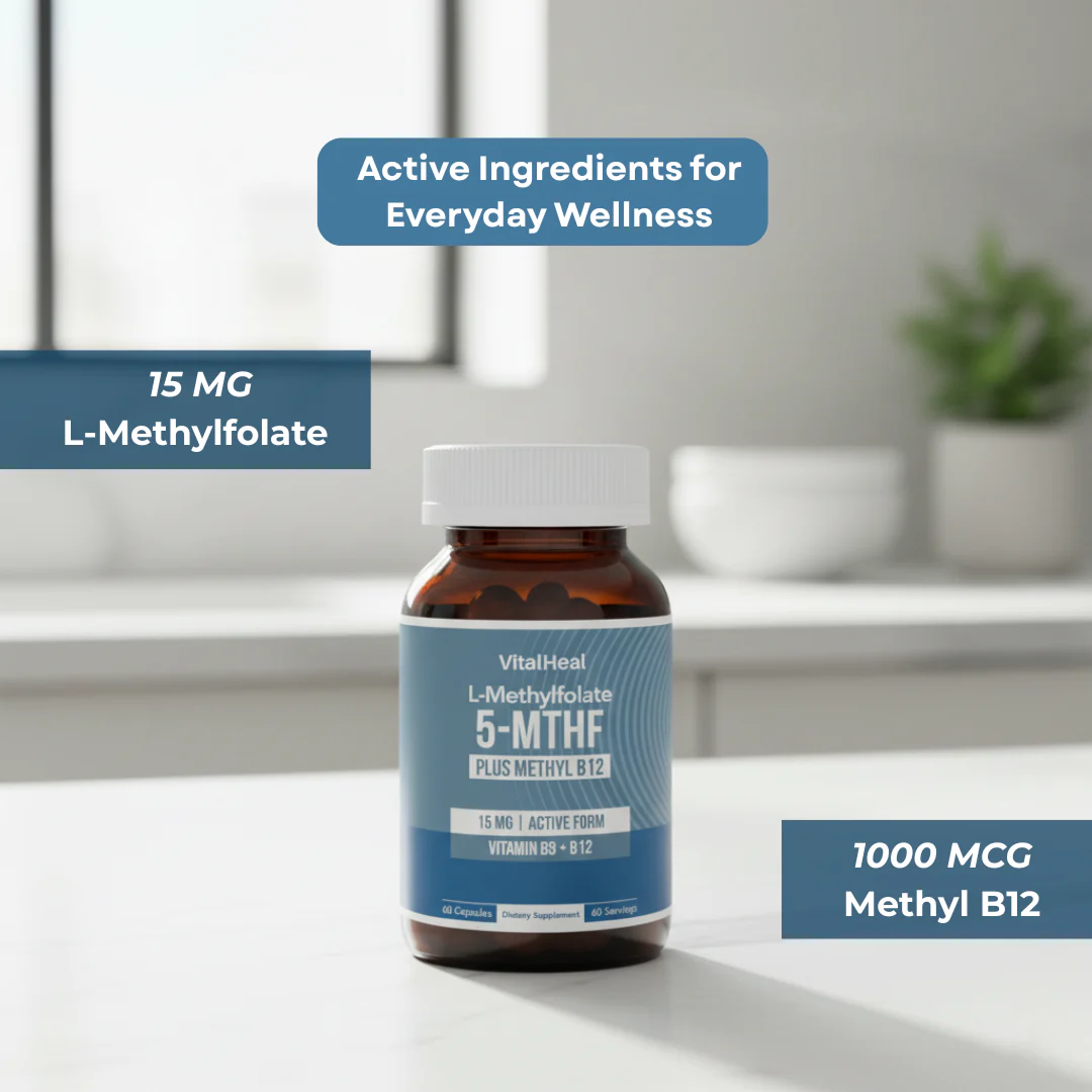 L-Methylfolate 15mg + B12 – Pro Strength Methylation Support Capsules - Image 5