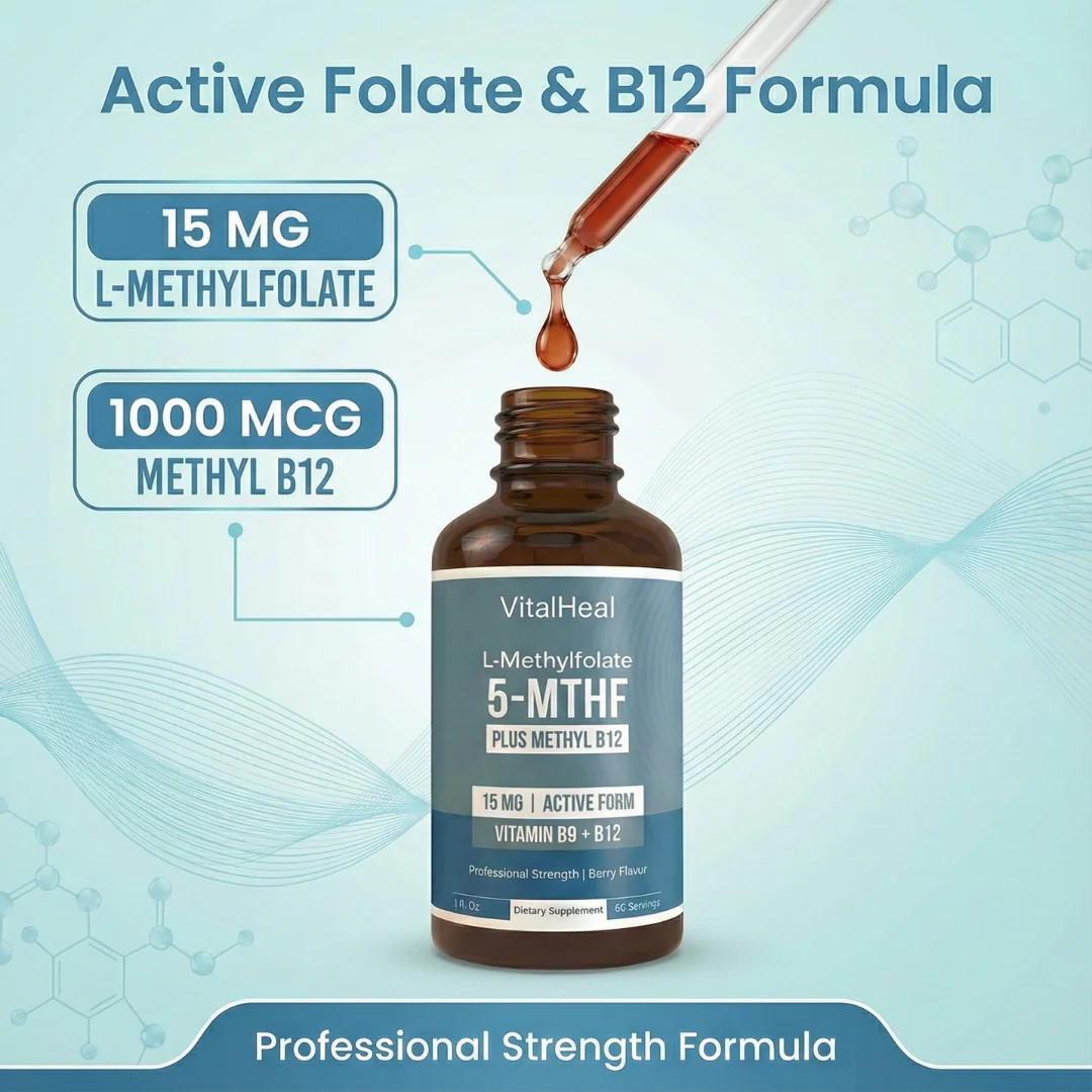 L-Methylfolate 15mg + B12 Liquid Drops with 5-MTHF for Methylation Support - Image 3