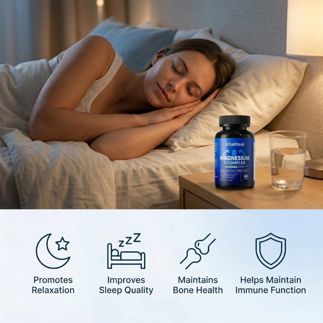 Magnesium 7 Complex 1000mg – Magnesium Glycinate Supplement for Sleep & Muscle Support, High Absorption with Vitamin D3 - Image 3