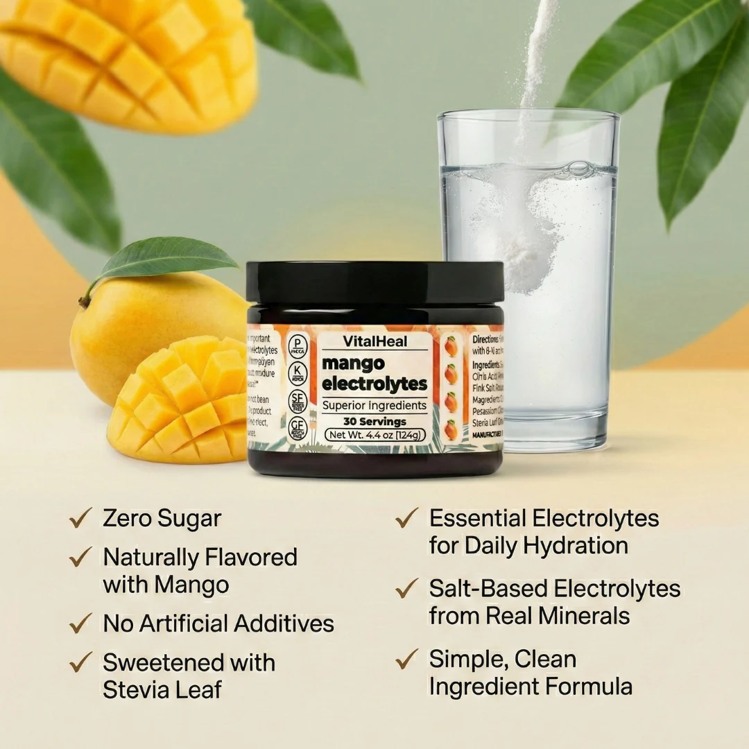 Mango Electrolytes Powder – Sugar Free Electrolytes with Himalayan Pink Salt for Daily Hydration - Image 4