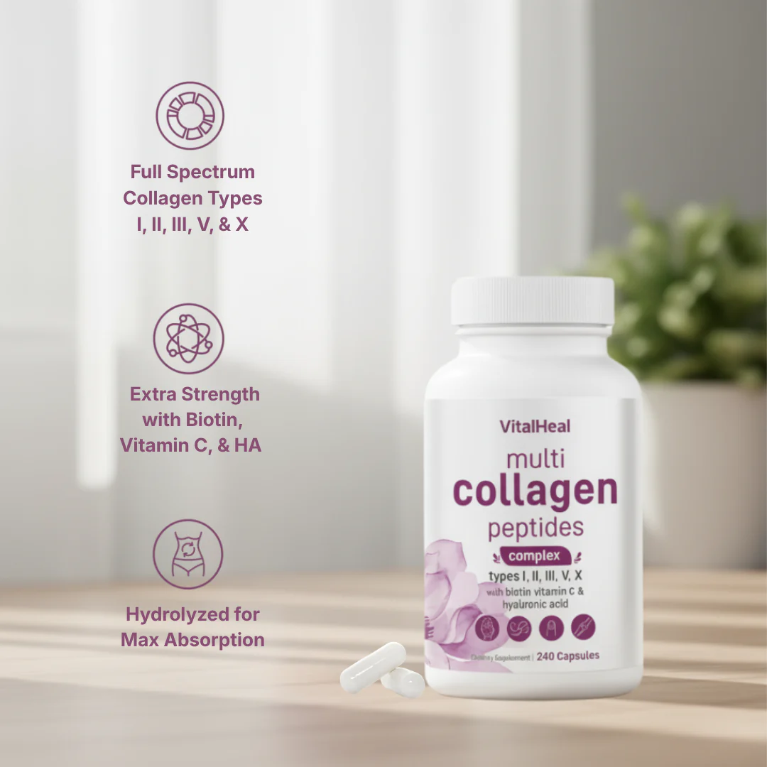 Multi Collagen Peptides Complex – Hydrolyzed Collagen Complex with Biotin & Hyaluronic Acid - Image 2