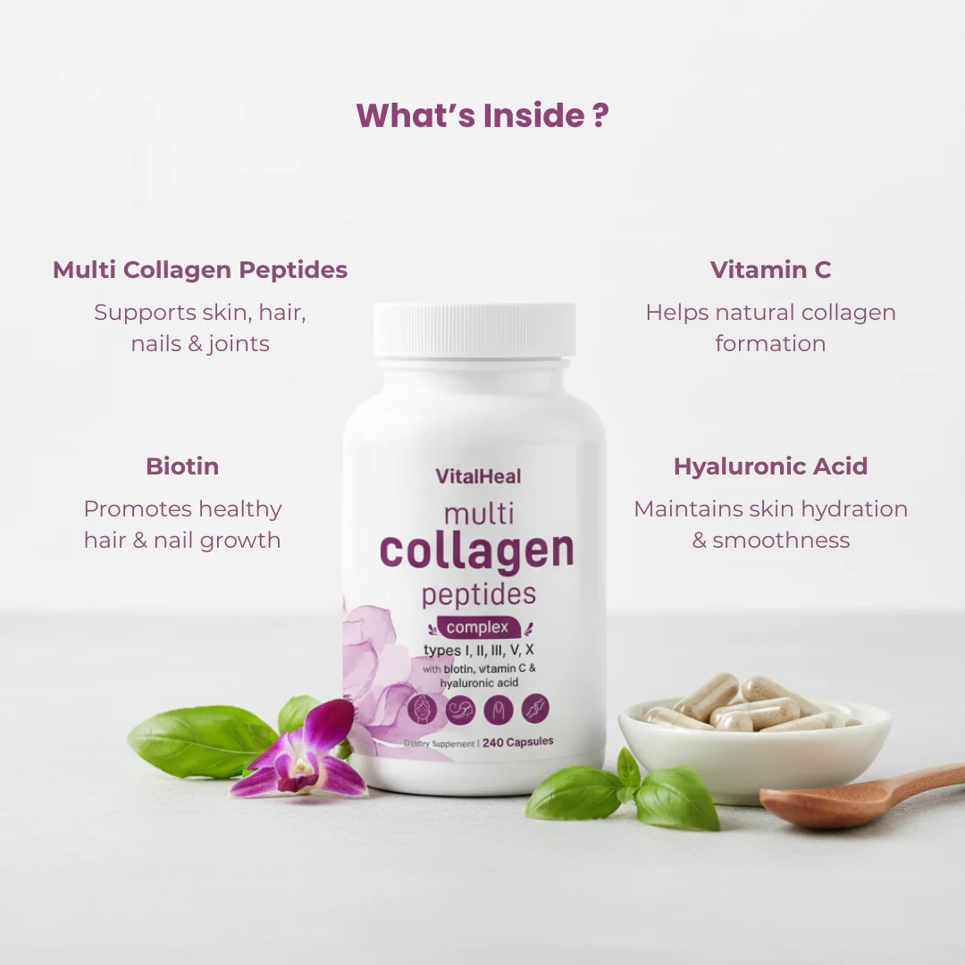 Multi Collagen Peptides Complex – Hydrolyzed Collagen Complex with Biotin & Hyaluronic Acid - Image 4