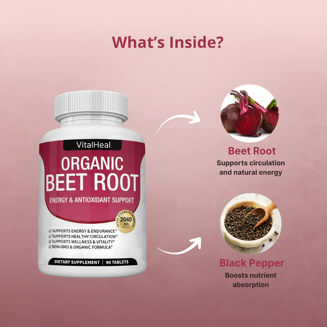 Organic Beet Root Tablets – Natural Nitric Oxide Support for Energy & Healthy Circulation - Image 4