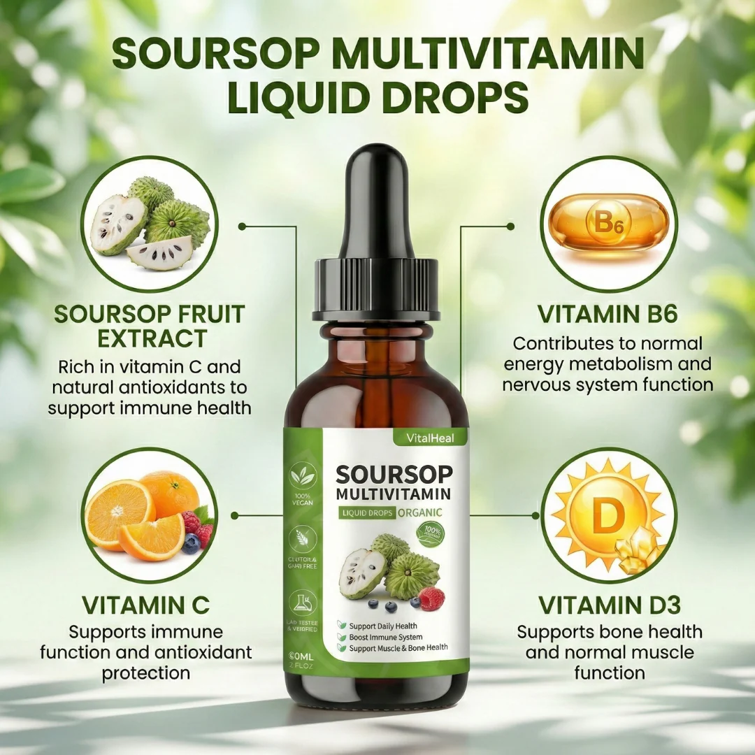 Soursop with Multivitamin Liquid Drops – Soursop Extract Supplement for Daily Wellness & Nutrient Support - Image 3