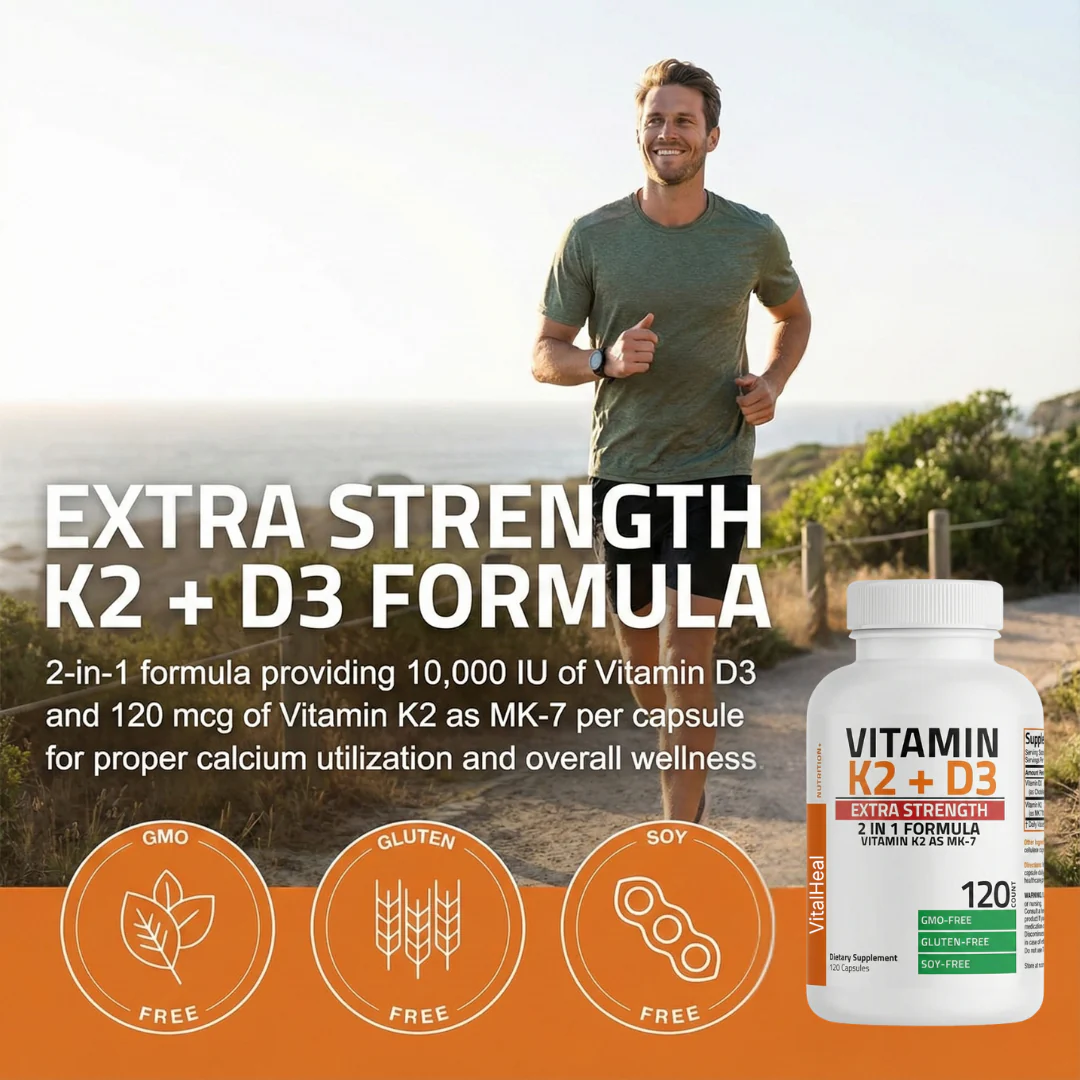 Vitamin K2 + D3 Extra Strength – Vitamin K2 MK-7 with 10,000 IU for Bone & Immune Support - Image 3