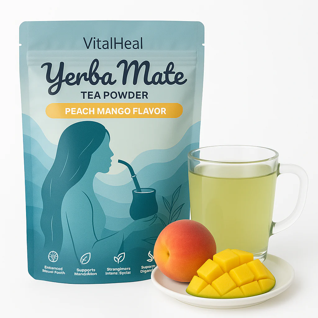 Yerba Mate Tea Powder – Peach Mango | Natural Energy & Focus Drink - Image 2